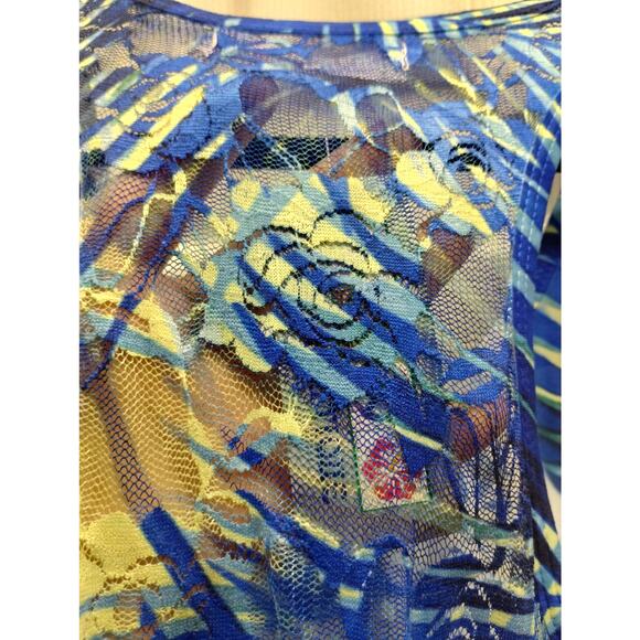 NWT India Boutique One Size Blue Palm Tree Embellished Asymmetric Hem Tank Dress - Picture 5 of 9